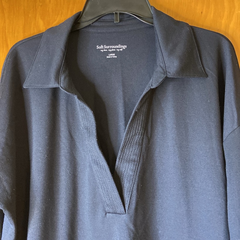 Soft Surroundings Charcoal Long Sleeve Shirt. Size L - Picture 4 of 11